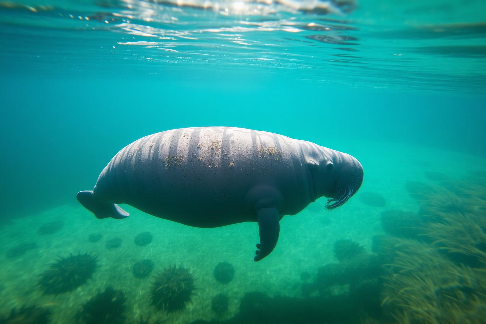 Underwater and coastal scenery of Crystal River, United States — Snorkel with wild manatees.