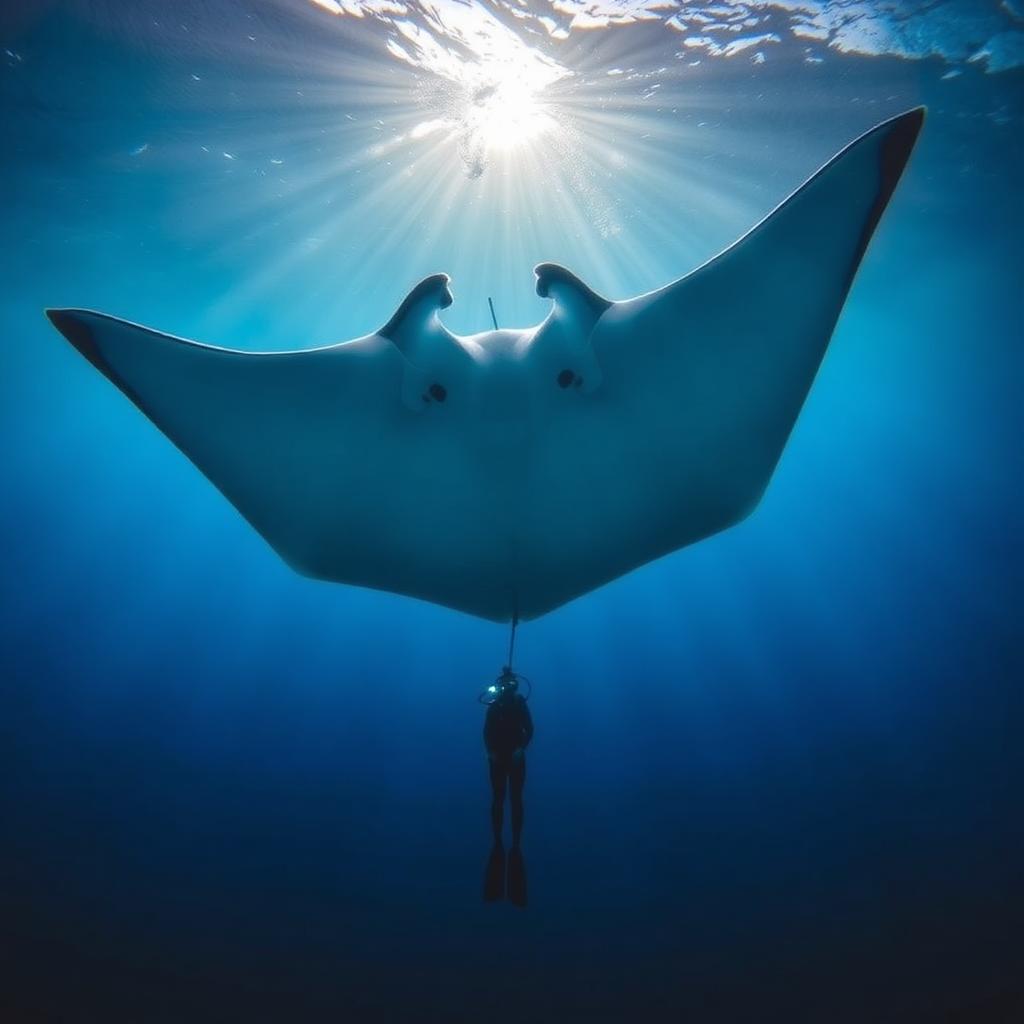 Giant oceanic manta ray at Socorro, Mexico — Mexico's Galápagos, on a liveaboard.