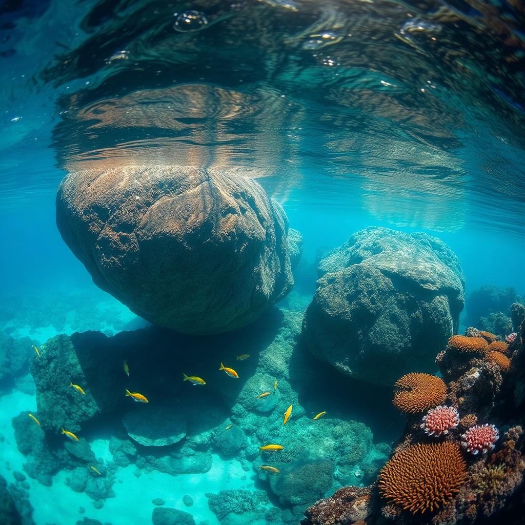 Underwater and coastal scenery of the Seychelles — Granite pinnacles and whale sharks.