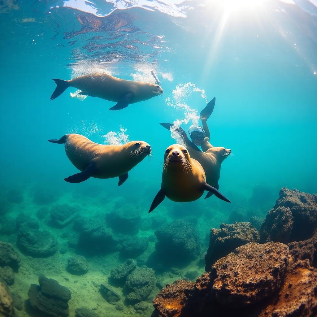 Sea lions at Los Islotes near La Paz, Mexico — Sea lions, whale sharks and mobulas.